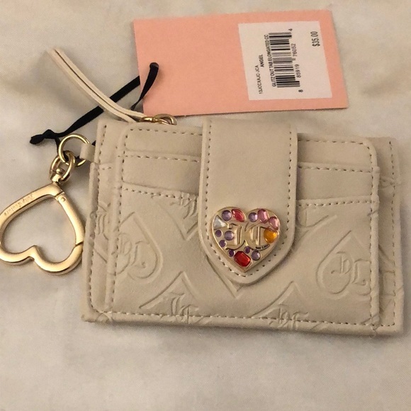Juicy Couture Angel Glitz Out Tab Elongated Faux Leather CC Wallet NWT - Picture 1 of 16